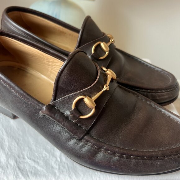 Gucci Men’s Brown Leather Horsebit Loafers | Size 11D - Picture 7 of 14